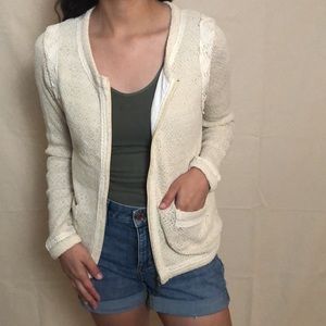 Yerse beige and gold zipper sweater